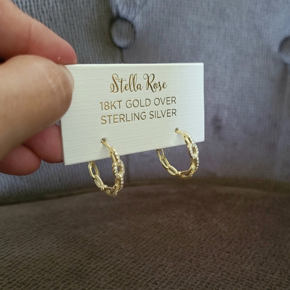 ✨️HP✨️Stella Rose🌹Gold💛 Chain🔗 Link Hoop Earrings - Picture 9 of 14